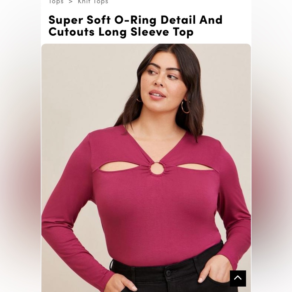 Torrid Magenta O-Ring Cutout Long Sleeve Top